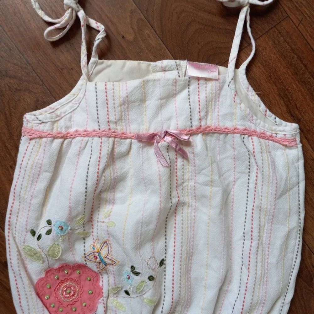 🎀 3/$20 Vintage Embroidered Spaghetti Strap Bubble Dress Nanette Girl Size 2T